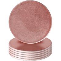 Argon Tableware 10cm Metallic Coasters - Set of 6 - Round Dining Table Drinks Mats in Rose Gold