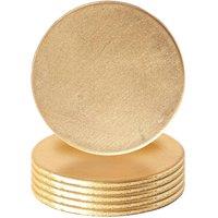 Argon Tableware 10cm Metallic Coasters - Set of 6 - Round Dining Table Drinks Mats in Gold