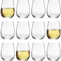 LAV 12x Gaia Stemless White Wine Glasses - 360ml Glass Tumbler Goblets Set in Clear