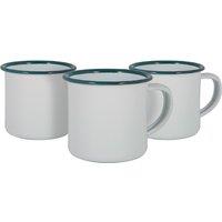 Argon Tableware 130ml Enamel Espresso Cups - Set of 6 Metal Drinking Mug Cup Set in Green