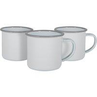 Argon Tableware 130ml Enamel Espresso Cups - Set of 6 Metal Drinking Mug Cup Set in Grey