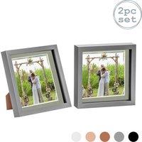 Nicola Spring 3D Box Photo Frames - 8 x 8 with 6 x 6 Mount - White Mount - Pack of 2 in Grey
