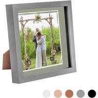 Nicola Spring 3D Box Photo Frame - 8 x 8 with 6 x 6 Mount - White Mount in Grey