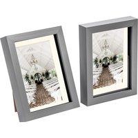 Nicola Spring 3D Box Photo Frames - 5 x 7 with 4 x 6 Mount - Black Mount - Pack of 2 in Grey