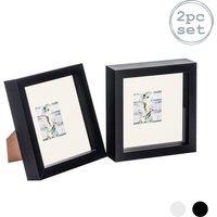 Nicola Spring 3D Box Photo Frames - 6 x 6 with 2 x 2 Mount - Grey Mount - Pack of 2 in Black