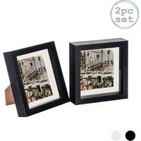 Nicola Spring 3D Box Photo Frames - 6 x 6 with 4 x 4 Mount - White Mount - Pack of 2 in Black