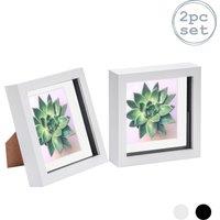 Nicola Spring 3D Box Photo Frames - 6 x 6 with 4 x 4 Mount - Ivory Mount - Pack of 2 in White