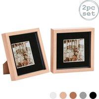 Nicola Spring 3D Box Photo Frames - 8 x 8 with 4 x 4 Mount - Grey Mount - Pack of 2 in Light Brown