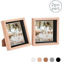 Nicola Spring 3D Box Photo Frames - 8 x 8 with 6 x 6 Mount - Grey Mount - Pack of 2 in Light Brown