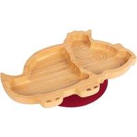 Tiny Dining Bamboo Suction Plate - Dinosaur - Divided Non-Slip Baby Weaning Plate in Red