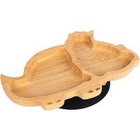 Tiny Dining Bamboo Suction Plate - Dinosaur - Divided Non-Slip Baby Weaning Plate in Black