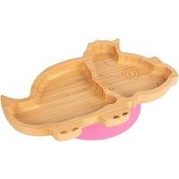 Tiny Dining Bamboo Suction Plate - Dinosaur - Divided Non-Slip Baby Weaning Plate in Pink