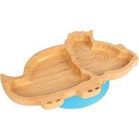 Tiny Dining Bamboo Suction Plate - Dinosaur - Divided Non-Slip Baby Weaning Plate in Blue