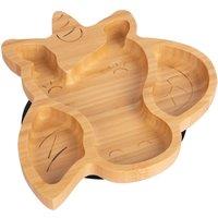 Tiny Dining Bamboo Suction Plate - Unicorn - Divided Non-Slip Baby Weaning Plate in Black