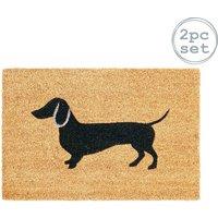 Nicola Spring Coir Door Mats - 60 x 40cm - Sausage Dog - Set of 2 | Size: 40 cm x 60 cm