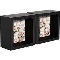Nicola Spring 3D Deep Box Photo Frames - 4 x 4 - Pack of 2 in Black