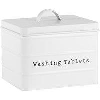 Harbour Housewares Washing Tablets Canister - Vintage Metal Home Kitchen Storage Containers in Off-White