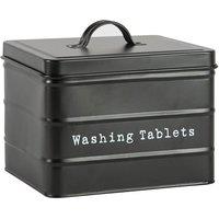 Harbour Housewares Washing Tablets Canister - Vintage Metal Home Kitchen Storage Containers in Black