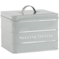 Harbour Housewares Washing Tablets Canister - Vintage Metal Home Kitchen Storage Containers in Grey