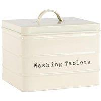 Harbour Housewares Washing Tablets Canister - Vintage Metal Home Kitchen Storage Containers in Cream