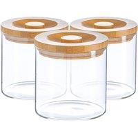Argon Tableware Scandi Storage Jar with Wooden Lid 550ml Pack of 3 in Clear