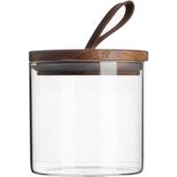 Argon Tableware Scandi Storage Jar with Leather Loop Lid 550ml in Clear