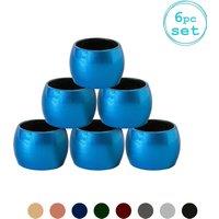 Argon Tableware Metallic Napkin Rings 4.5cm Pack of 6 in Blue