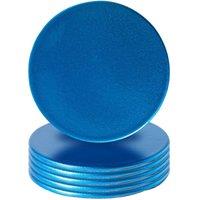 Argon Tableware 10cm Metallic Coasters - Set of 6 - Round Dining Table Drinks Mats in Blue