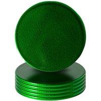 Argon Tableware 10cm Metallic Coasters - Set of 6 - Round Dining Table Drinks Mats in Green