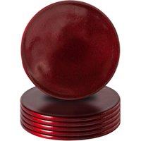 Argon Tableware 10cm Metallic Coasters - Set of 6 - Round Dining Table Drinks Mats in Red
