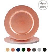 Argon Tableware 33cm Metallic Charger Plates - Set of 6 - Reusable Dining Placemats in Rose Gold