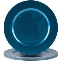 Argon Tableware 33cm Metallic Charger Plates - Set of 6 - Reusable Dining Placemats in Blue