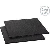 Argon Tableware Square Slate Serving Platters 33cm Pack of 2 in Grey