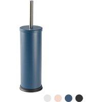 Harbour Housewares Round Toilet Brush & Holder - Cleaning Brush Set with Non Slip Base in Blue