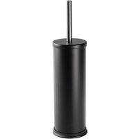 Harbour Housewares Round Toilet Brush & Holder - Cleaning Brush Set with Non Slip Base in Black