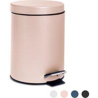Harbour Housewares 3L Round Bathroom Pedal Bin - Stainless Steel Slim Rubbish Dustbin in Pink