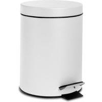 Harbour Housewares 3L Round Bathroom Pedal Bin - Stainless Steel Slim Rubbish Dustbin in Off-White