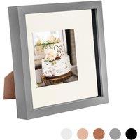 Nicola Spring 3D Box Photo Frame - 8 x 8 with 4 x 4 Mount - Black Mount in Grey