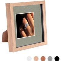 Nicola Spring 3D Box Photo Frame - 8 x 8 with 4 x 4 Mount - Ivory Mount in Light Brown