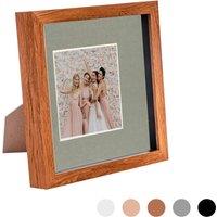Nicola Spring 3D Box Photo Frame - 8 x 8 with 4 x 4 Mount - Black Mount in Dark Brown
