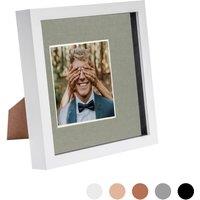 Nicola Spring 3D Box Photo Frame - 8 x 8 with 4 x 4 Mount - White Mount