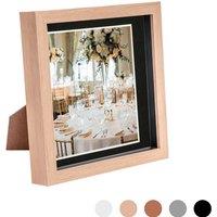 Nicola Spring 3D Box Photo Frame - 8 x 8 with 6 x 6 Mount - White Mount in Light Brown