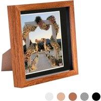Nicola Spring 3D Box Photo Frame - 8 x 8 with 6 x 6 Mount - Grey Mount in Dark Brown