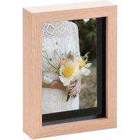 Nicola Spring 3D Box Photo Frame - 5 x 7 with 4 x 6 Mount - Ivory Mount in Light Brown
