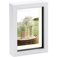Nicola Spring 3D Box Photo Frame - 5 x 7 with 4 x 6 Mount - Black Mount in White