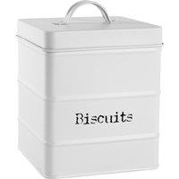 Harbour Housewares Kitchen Biscuit Tin - Vintage Metal Kitchen Storage Container Tin in White