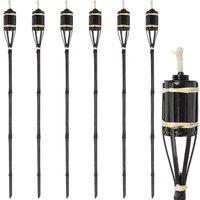 Harbour Housewares Bamboo Garden Fire Torches - 113cm - Pack of 6 in Black