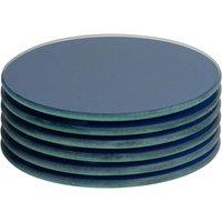 Harbour Housewares 6x Round Glass Coasters - 10cm - Tabletop Protection Drink Coaster in Blue