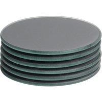 Harbour Housewares 6x Round Glass Coasters - 10cm - Tabletop Protection Drink Coaster in Grey
