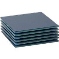 Harbour Housewares 6x Square Glass Coasters - 10cm - Tabletop Protection Drink Coaster in Blue